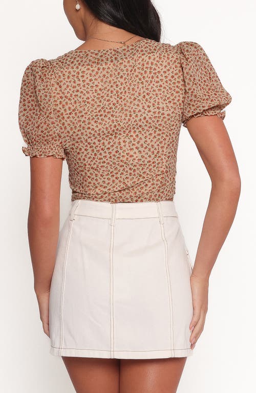 Petal And Pup Petal & Pup Noel Floral Puff Sleeve Top In Brown