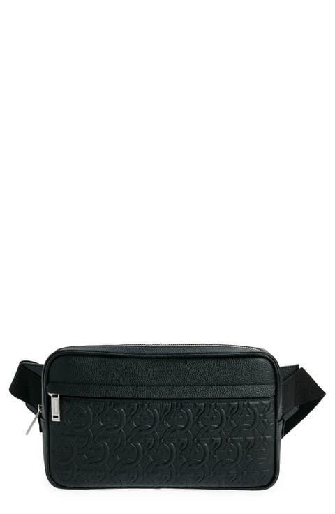Travel Gancio Embossed Leather Belt Bag