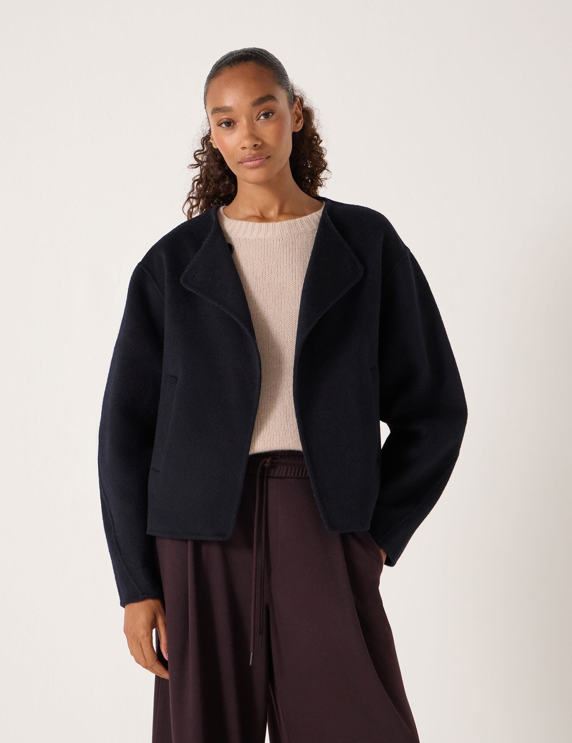 Hush Linnie Double Faced Collarless Jacket In Black