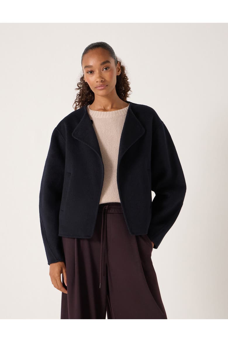 Linnie Double Faced Collarless Jacket, Main, color, Dark Navy