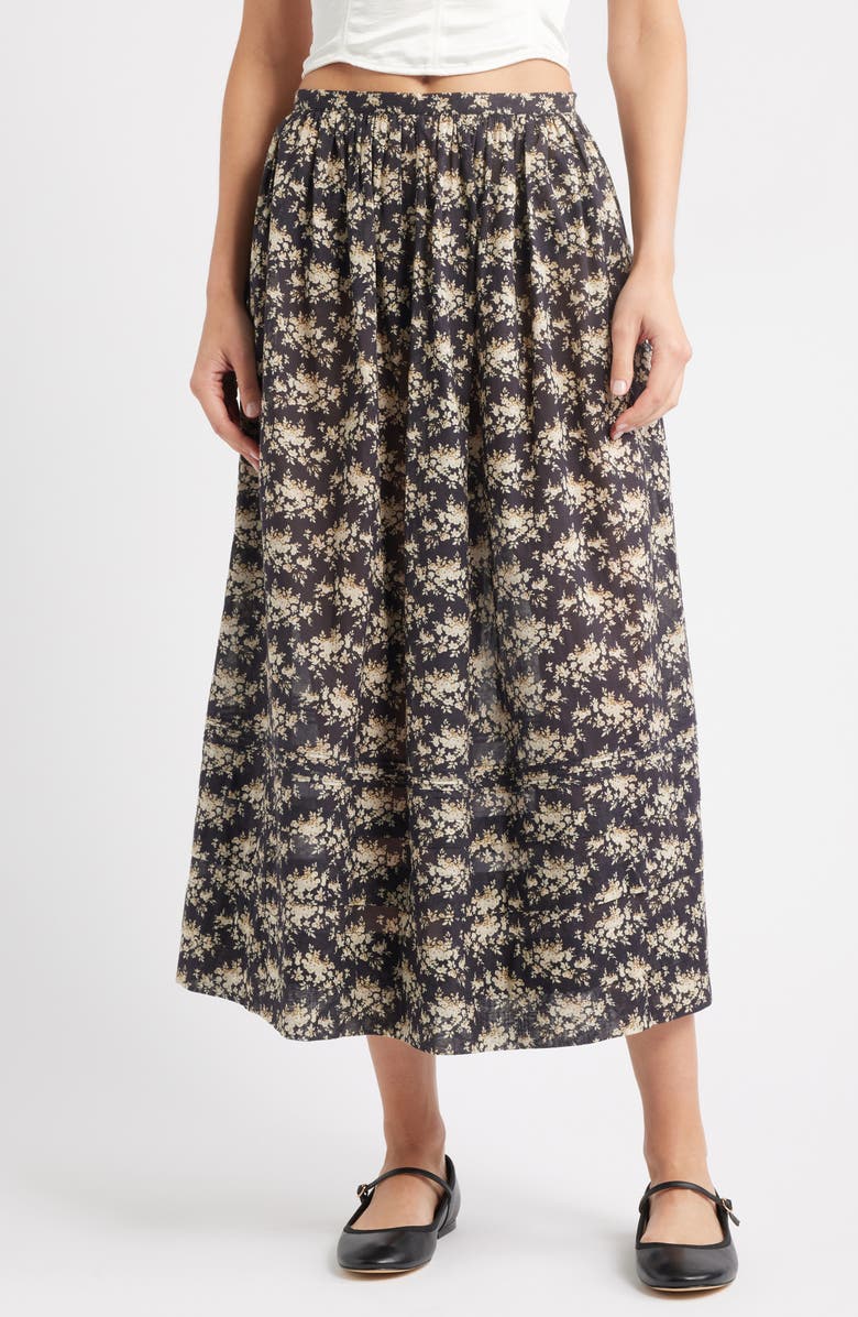 DÔEN Marcie Floral Print Organic Cotton Skirt, Main, color, Nior Rosier Floral
