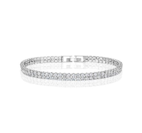 Donatello Gian Two Row Crystal Tennis Bracelet In Metallic