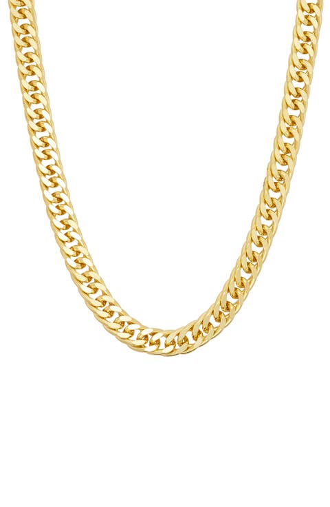 Men's 14K Gold Plated Silver Double Curb Chain Necklace