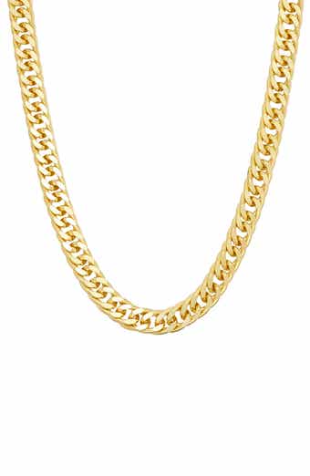 FZN Men's 14K Gold Plated Silver Double Curb Chain Necklace