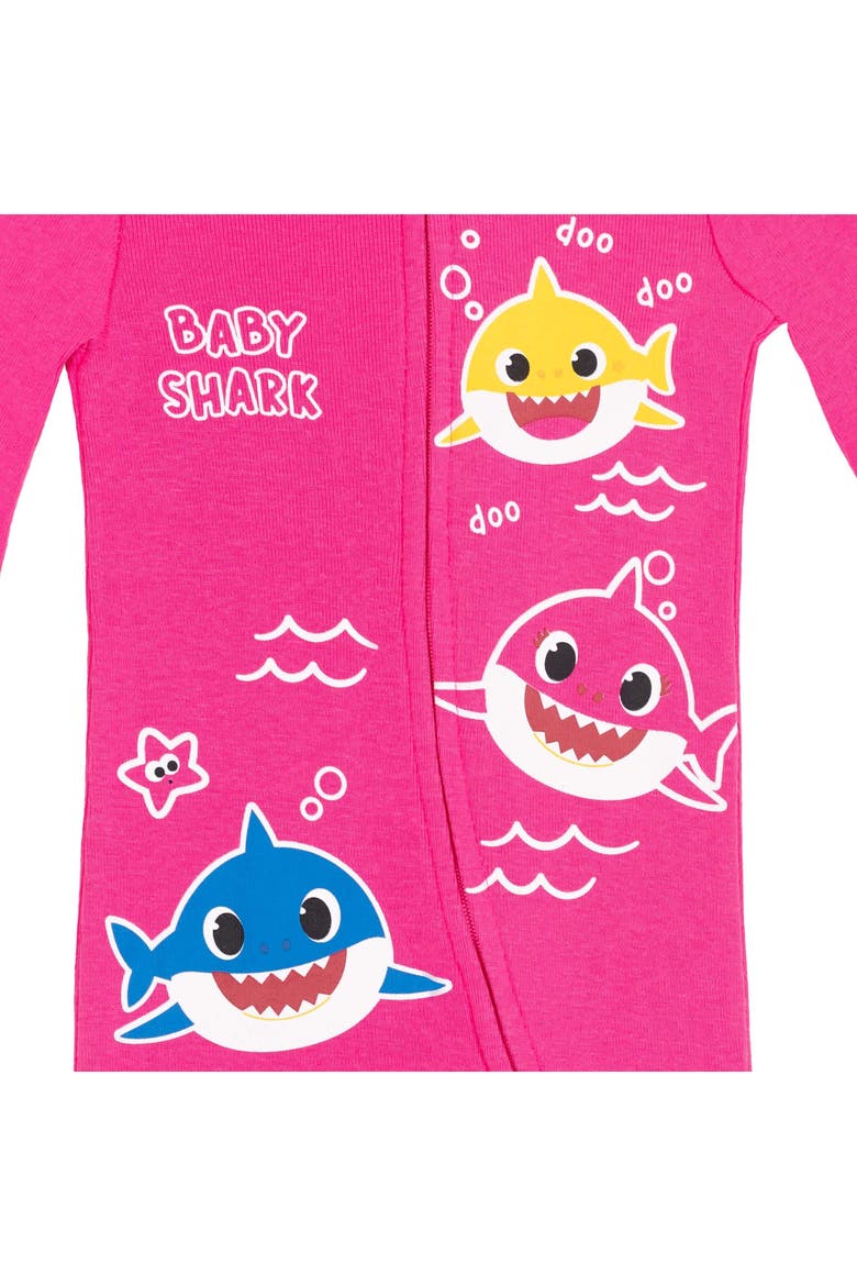 Baby Shark 2-Pack Zip-Up Footed Sleep N Play, Alternate, color, Pink Heather Grey