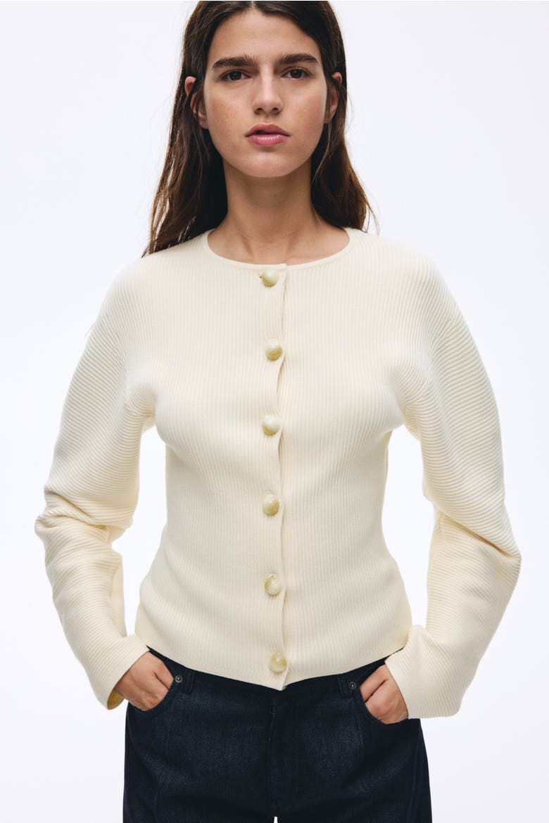 Rib-knit Cardigan, Alternate, color, Cream