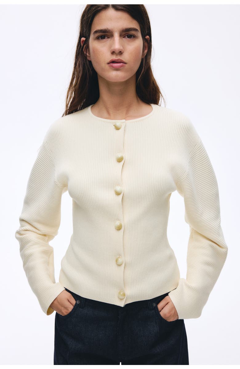 H&M Rib-knit Cardigan, Alternate, color, Cream