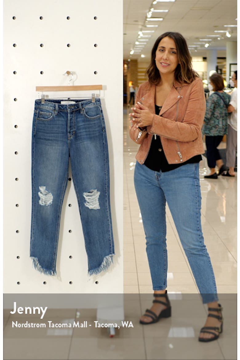 High Waist Fray Hem Ankle Mom Jeans video