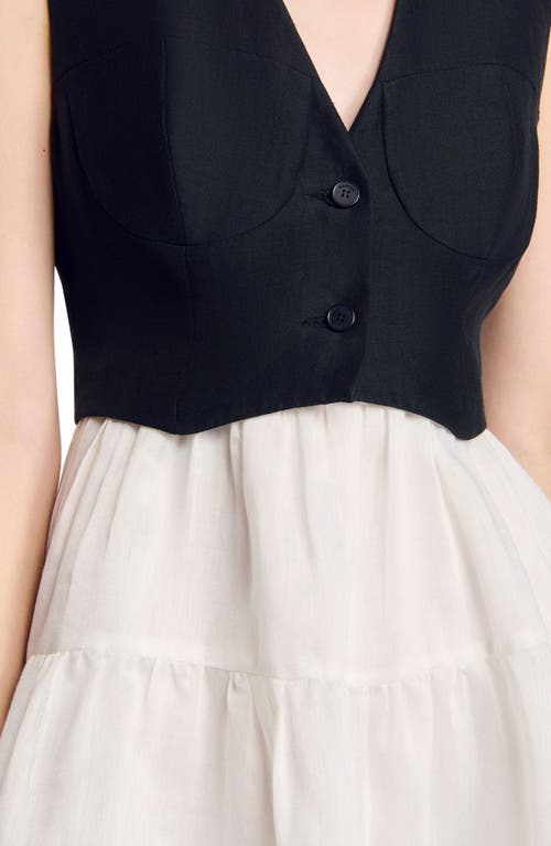 Sandro Two-tone Mini Dress In Multi