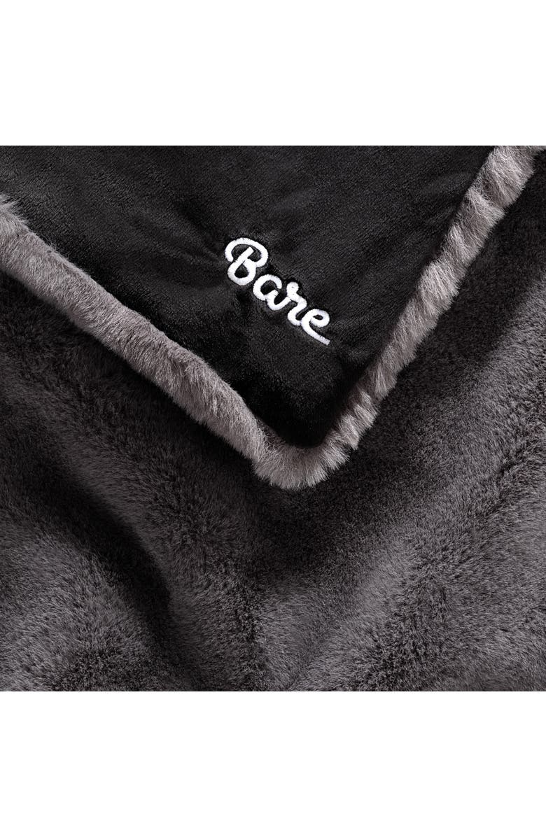 Bare Home Faux Fur Throw  Blanket, Alternate, color, Dark Grey