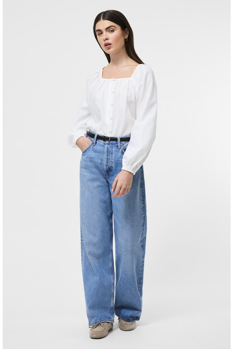 Balloon Sleeve Button-Up Shirt, Alternate, color, IVORY