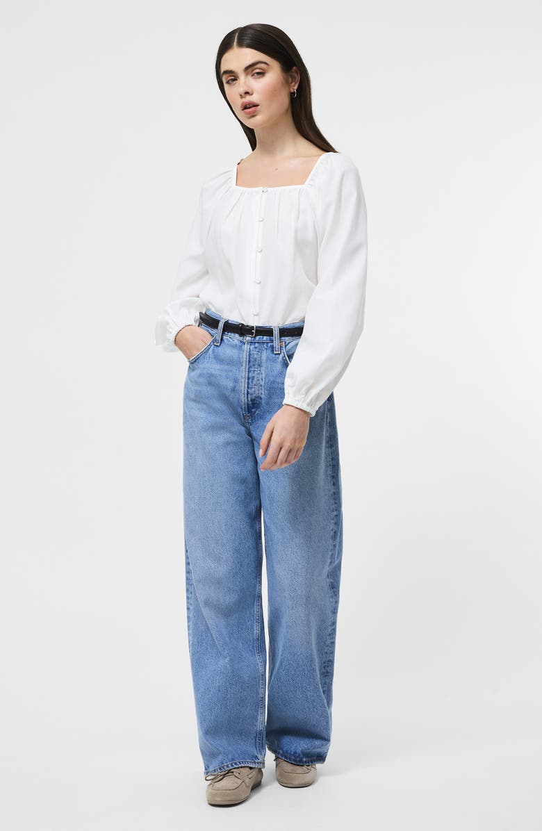 French Connection Balloon Sleeve Button-Up Shirt, Alternate, color, Ivory