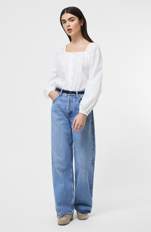 French Connection Balloon Sleeve Button-up Shirt In White