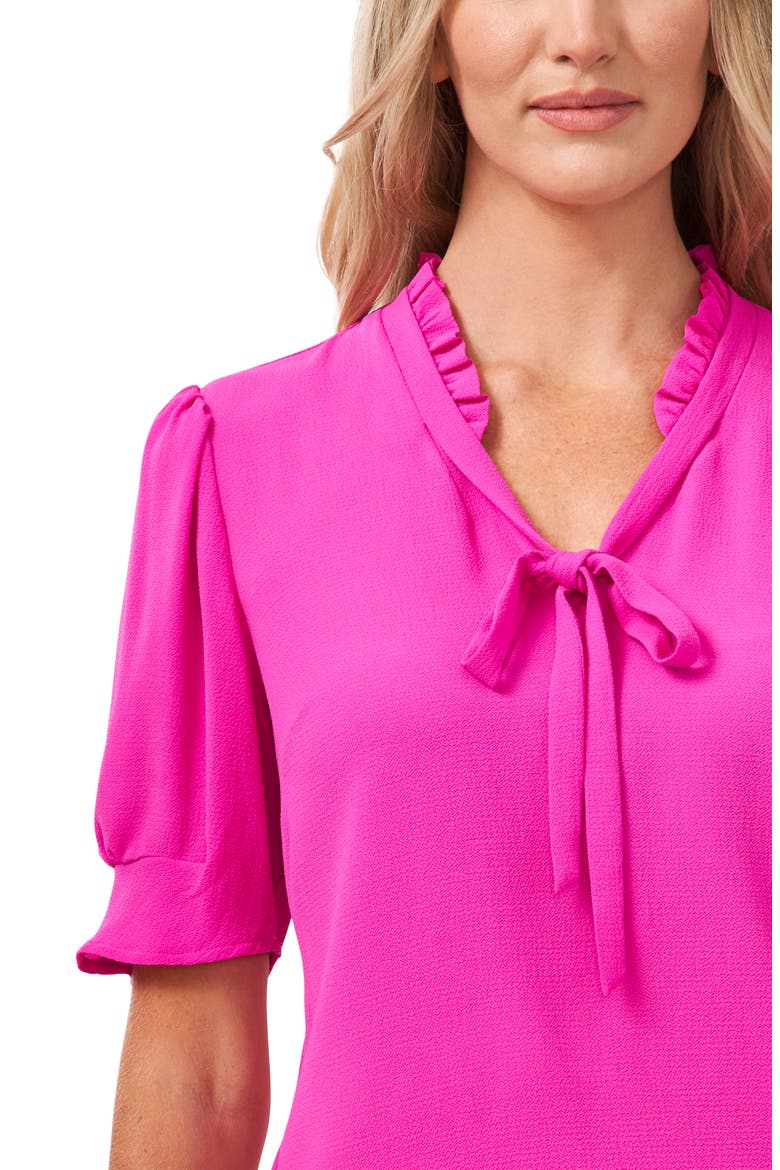 Ruffle Tie Neck Top, Alternate, color, MAGENTA GLOW