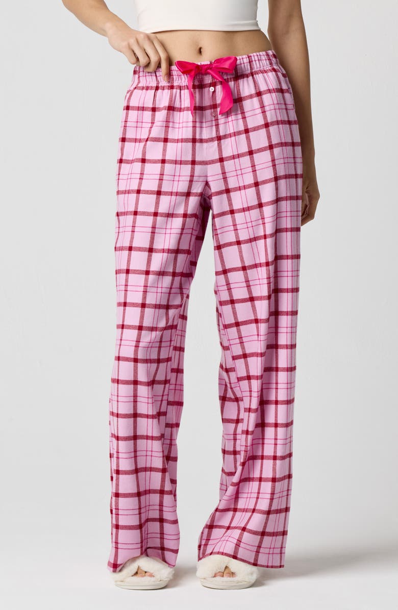 Florence by Mills Cozy Flannel Sleep Pants, Main, color, Mauve Mist Plaid