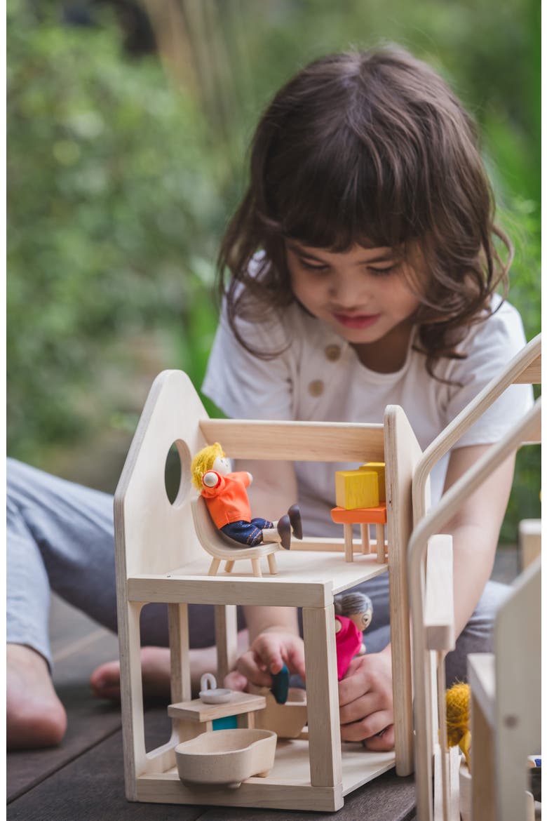 Plan Toys Slide N Go Dollhouse, Alternate, color, BROWN
