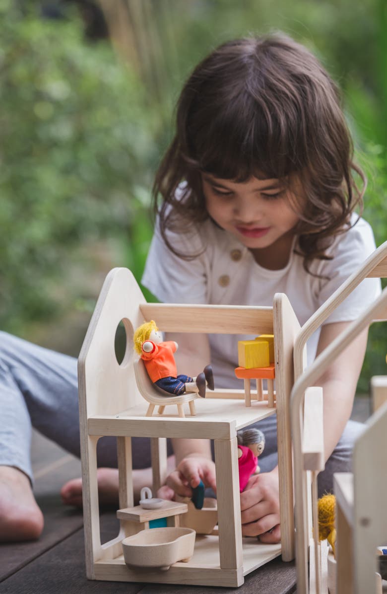 PlanToys<sup>®</sup> Plan Toys Slide N Go Dollhouse, Alternate, color, Brown