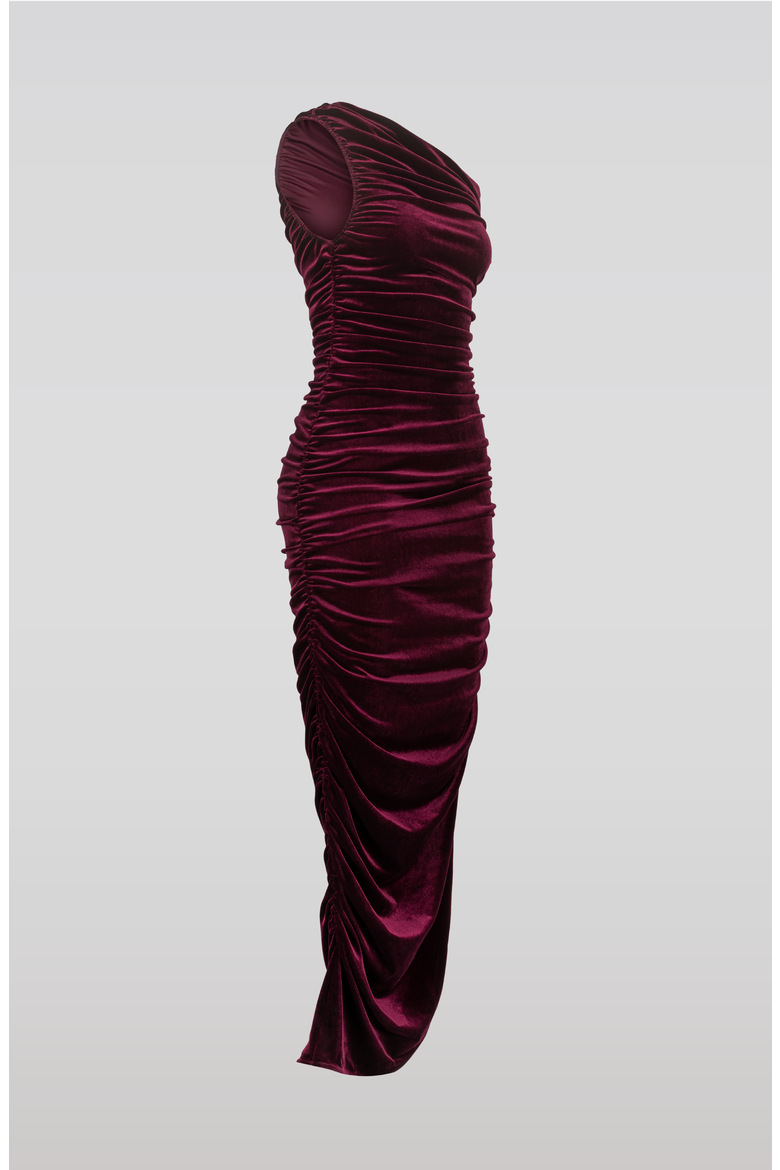 Draped Velvet Dress, Alternate, color, Burgundy