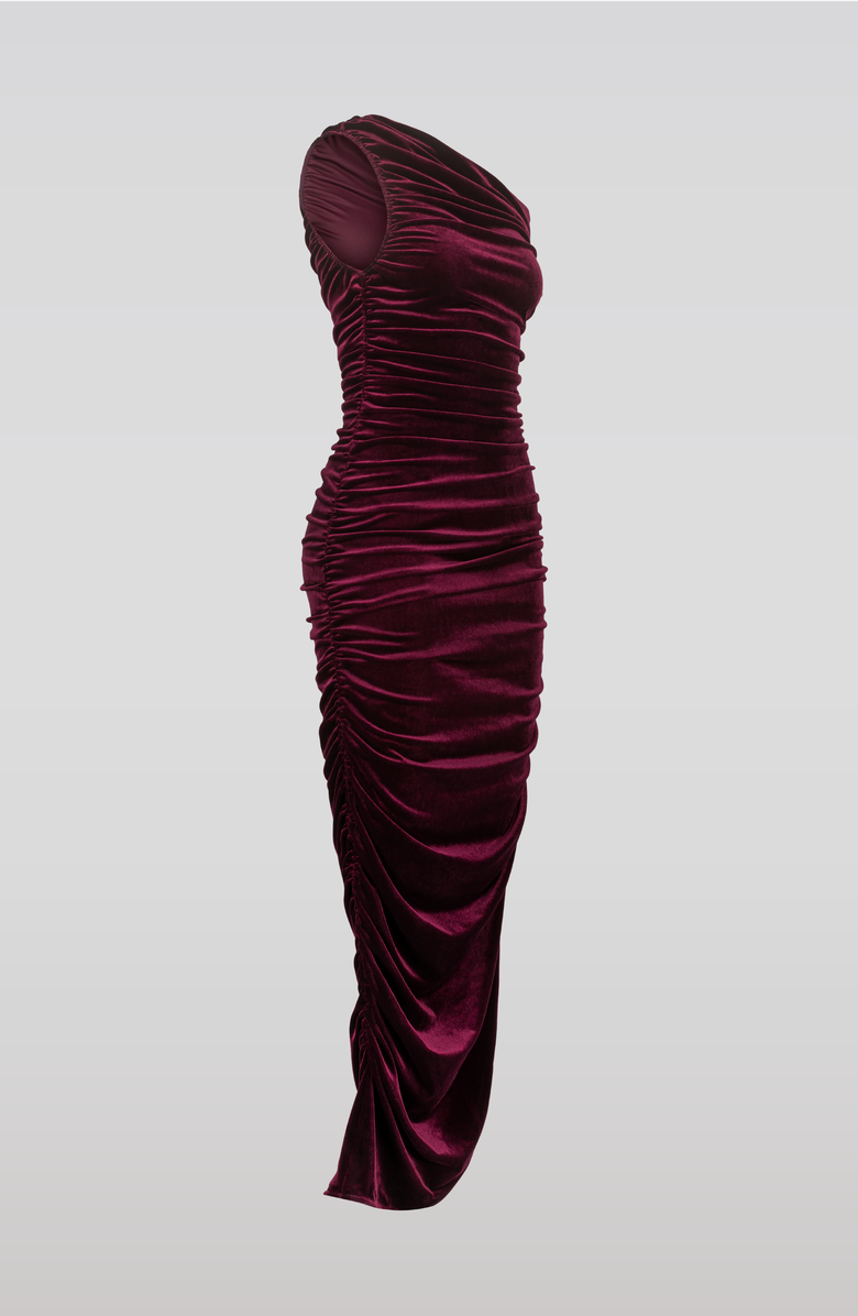 SAEMDI Draped Velvet Dress, Alternate, color, Burgundy