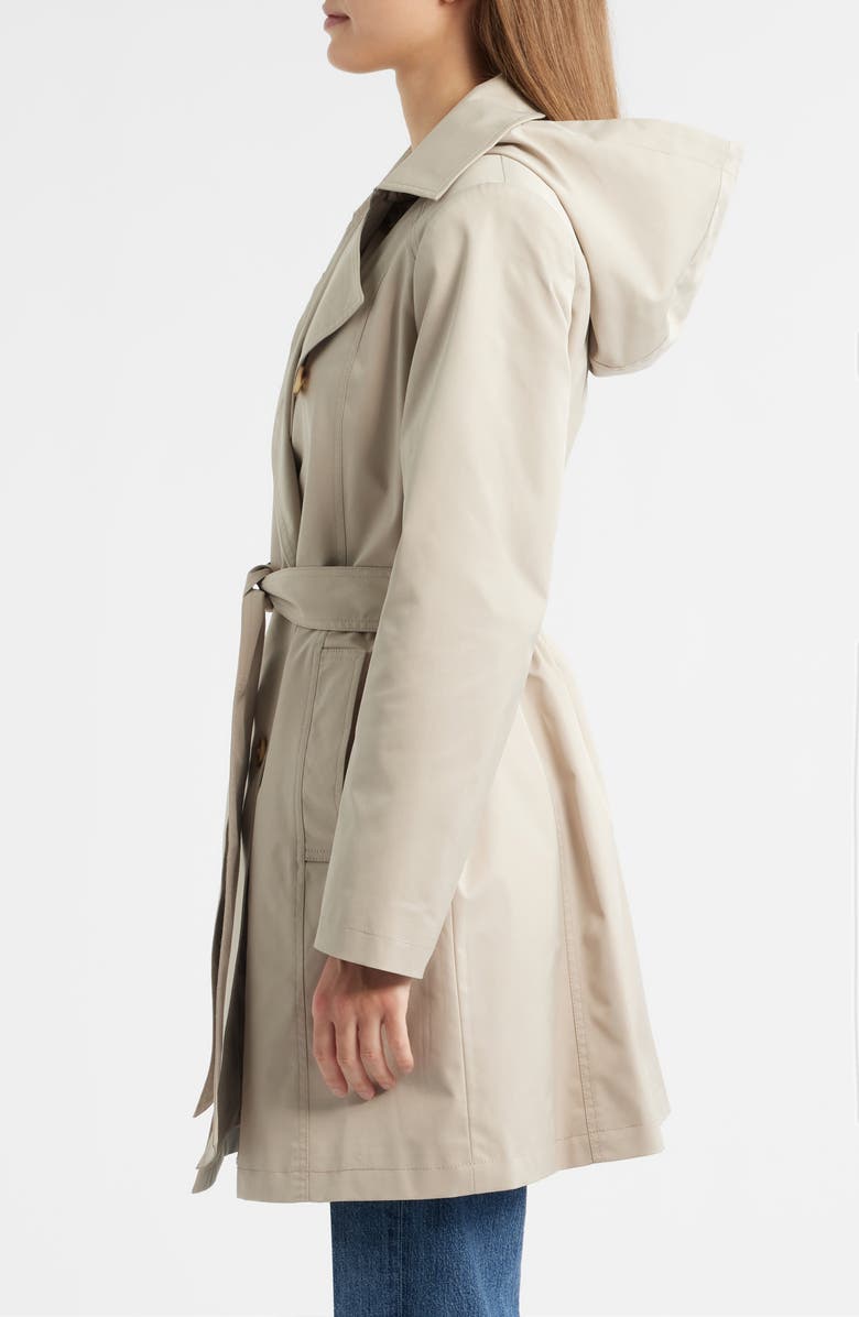 Sam Edelman Hooded Belted Double Breasted Trench Coat, Alternate, color, 