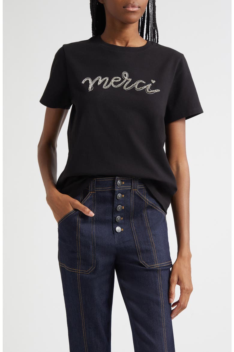 Merci Chain T-Shirt, Main, color, BLACK/ SILVER