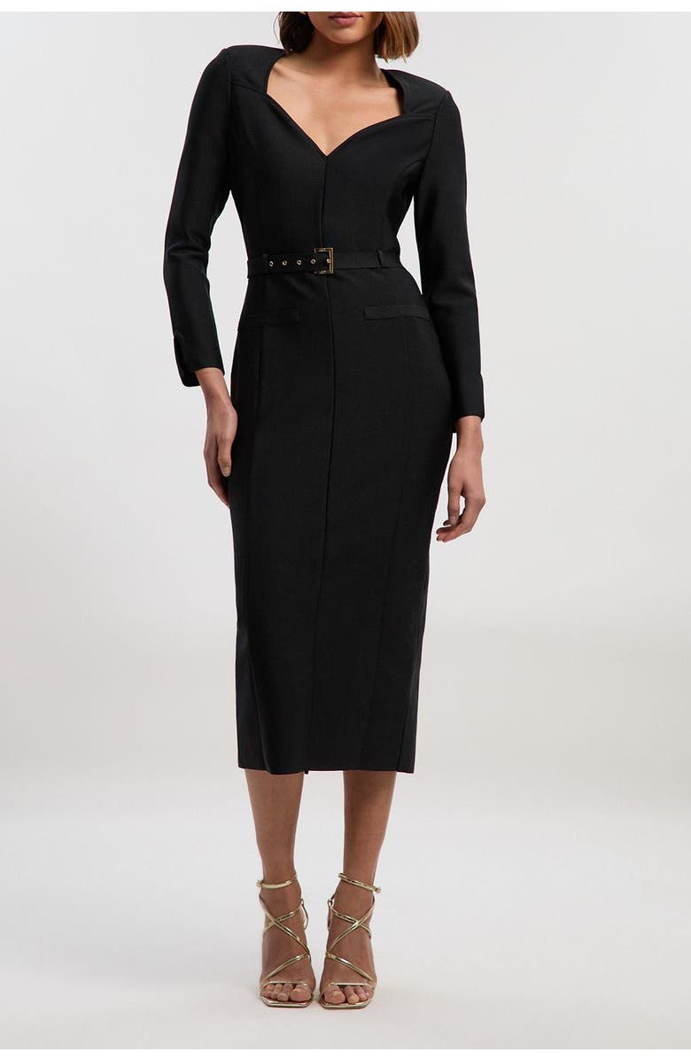 Karen Millen Figure Form Bandage Belted Midi Dress, Alternate, color, Black