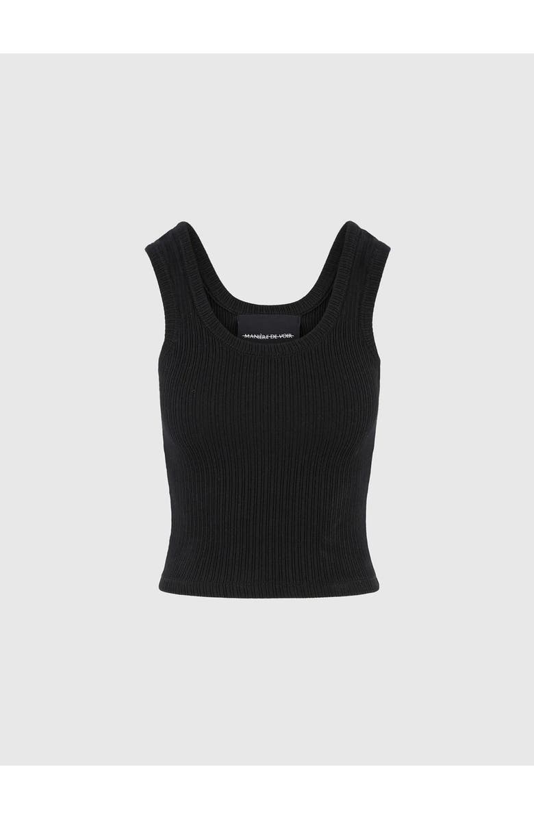 Manière De Voir Liane Scoop Neck Ribbed Vest, Alternate, color, Black