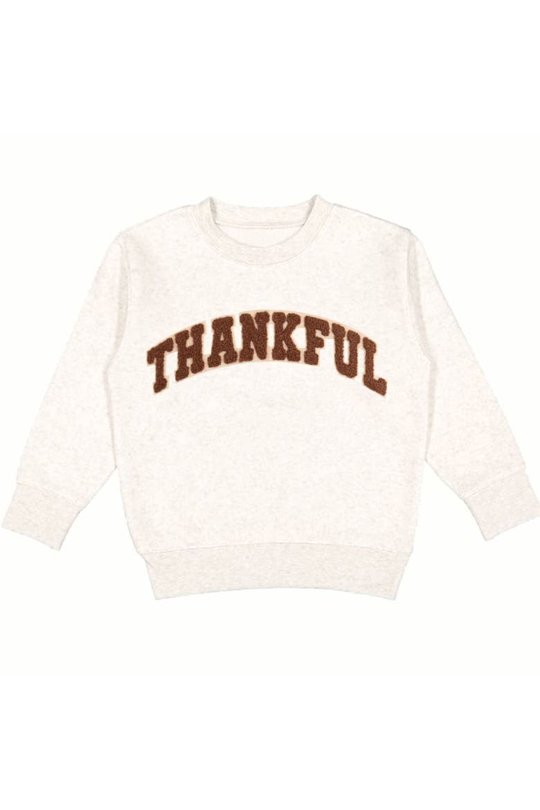 Thankful Patch Varsity Thanksgiving Sweatshirt, Main, color, Natural