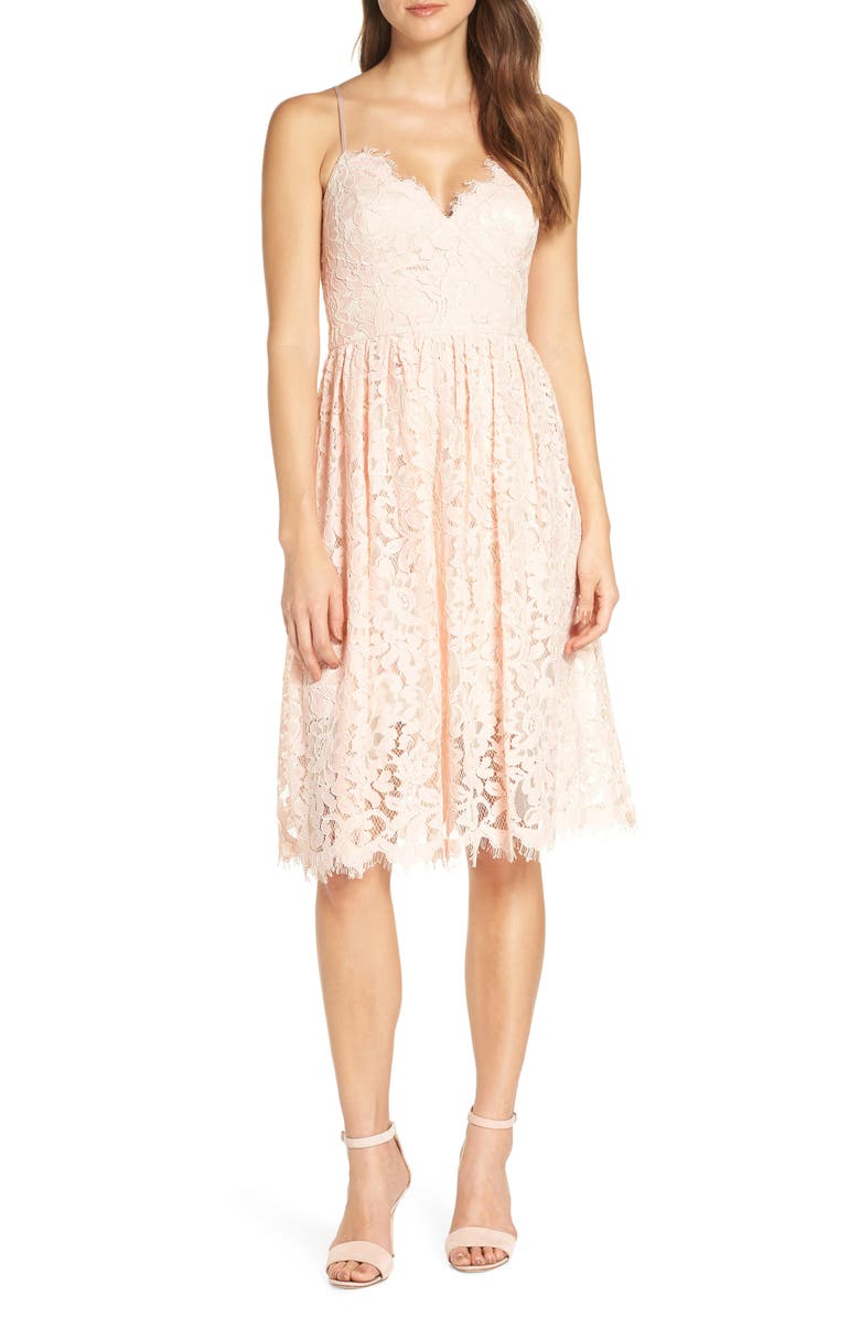 Eliza J Lace Fit & Flare Dress, Main, color,