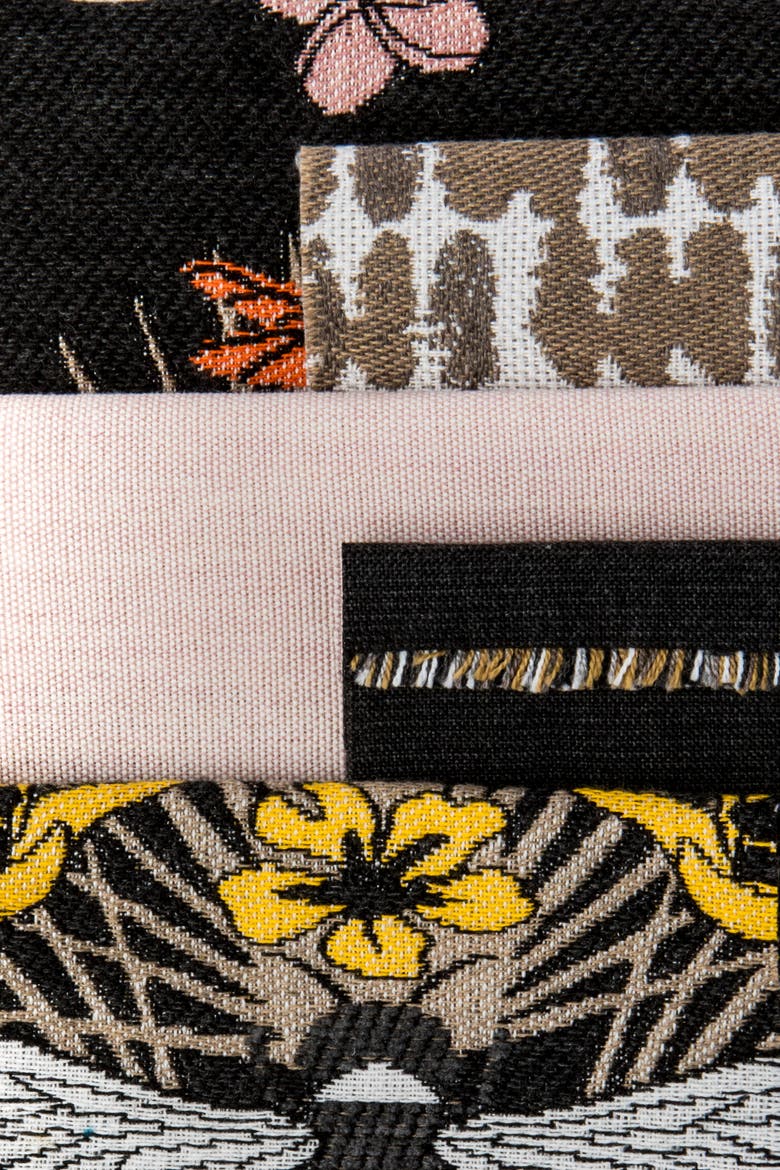 Micro Fringe Square Indoor & Outdoor Square Woven Accent Pillow with chenille accents, Alternate, color, Carbon