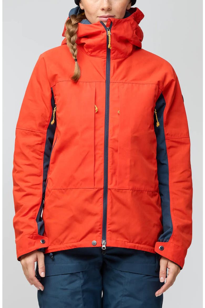 Bergtagen G-1000 Water Resistant Hooded Jacket, Main, color, FLAME ORANGE-MOUNTAIN BLUE