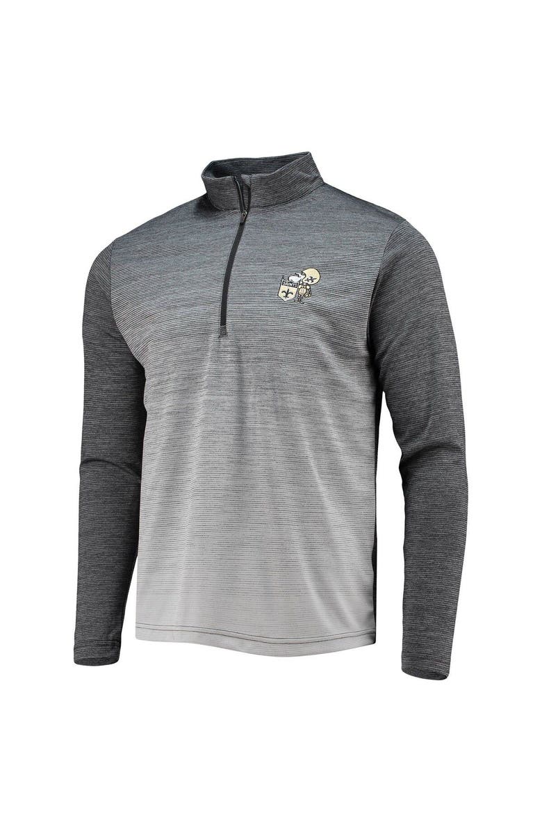 ANTIGUA Men's Antigua Black/Heathered Gray New Orleans Saints Throwback Cycle Quarter-Zip Jacket, Alternate, color, Black