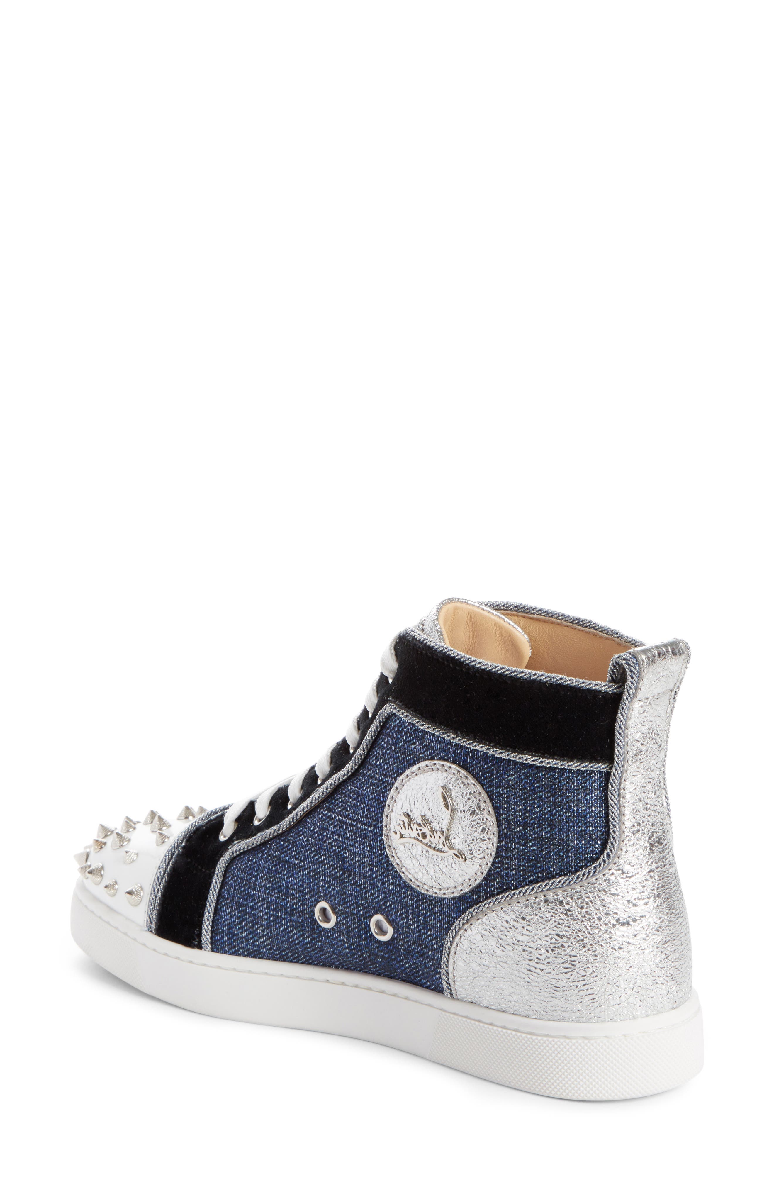 Christian Louboutin Lou Degra Spiked High Top Sneaker, Alternate, color, 