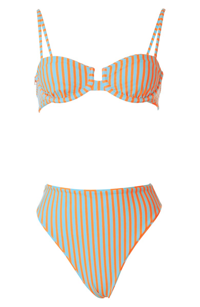 Maaji Breeze Beat Sully Reversible High Waist Bikini Bottoms, Alternate, color, Open Blue