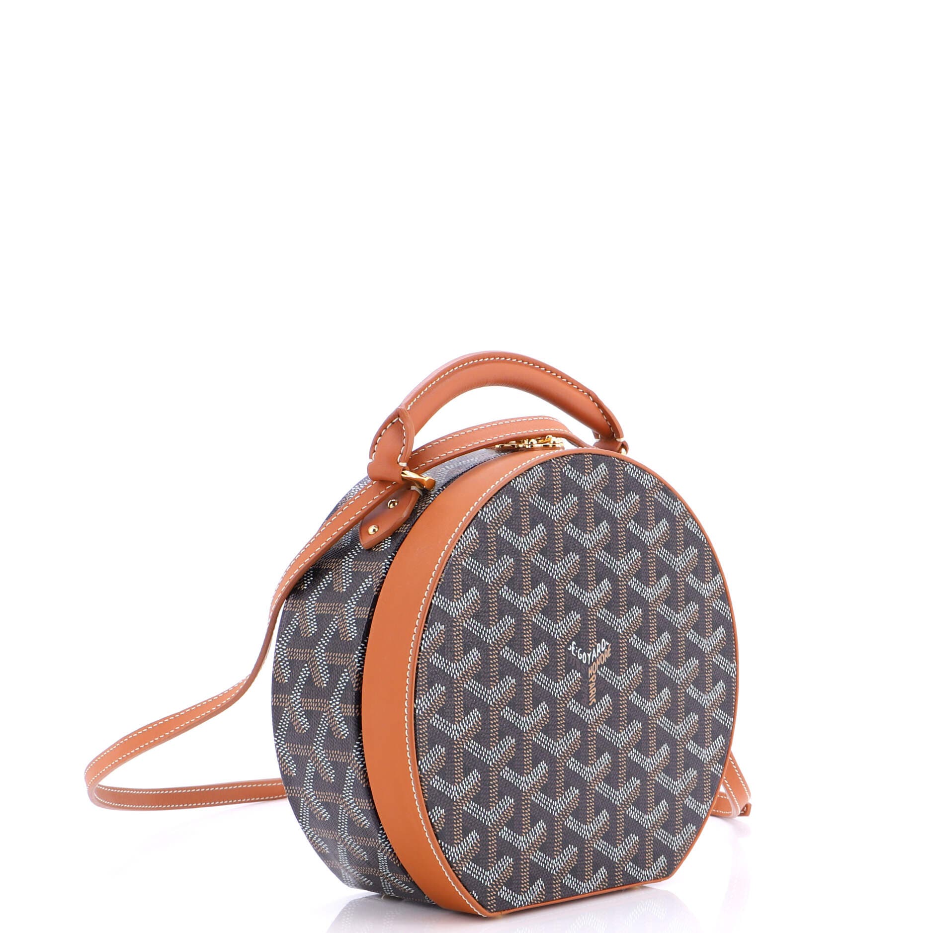 Pre-Owned Goyard Alto Hatbox Bag Coated Canvas, Alternate, color, Brown