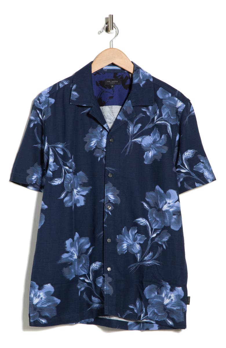 Ted Baker Floral Short Sleeve Button-Up Shirt, Alternate, color,