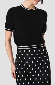French Connection Babysoft Rib Stripe Short Sleeve Sweater