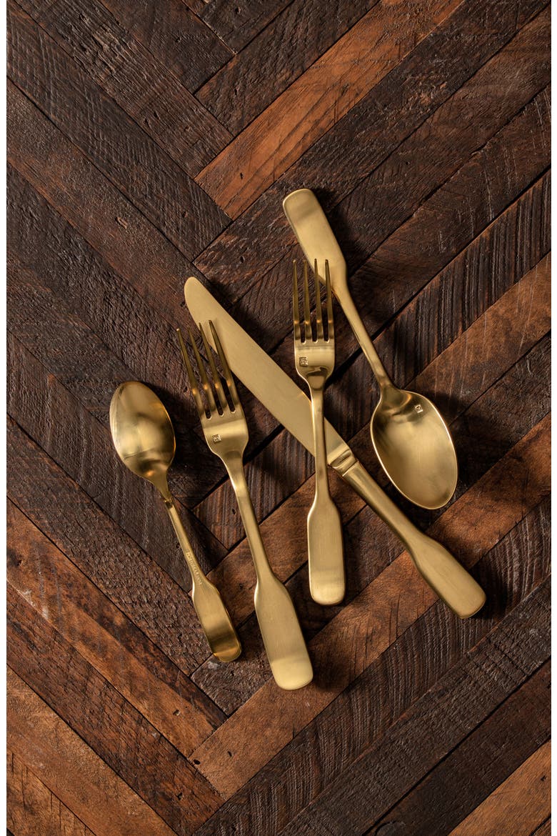 Ashton Brushed 20-Piece Flatware Set, Alternate, color, GOLD