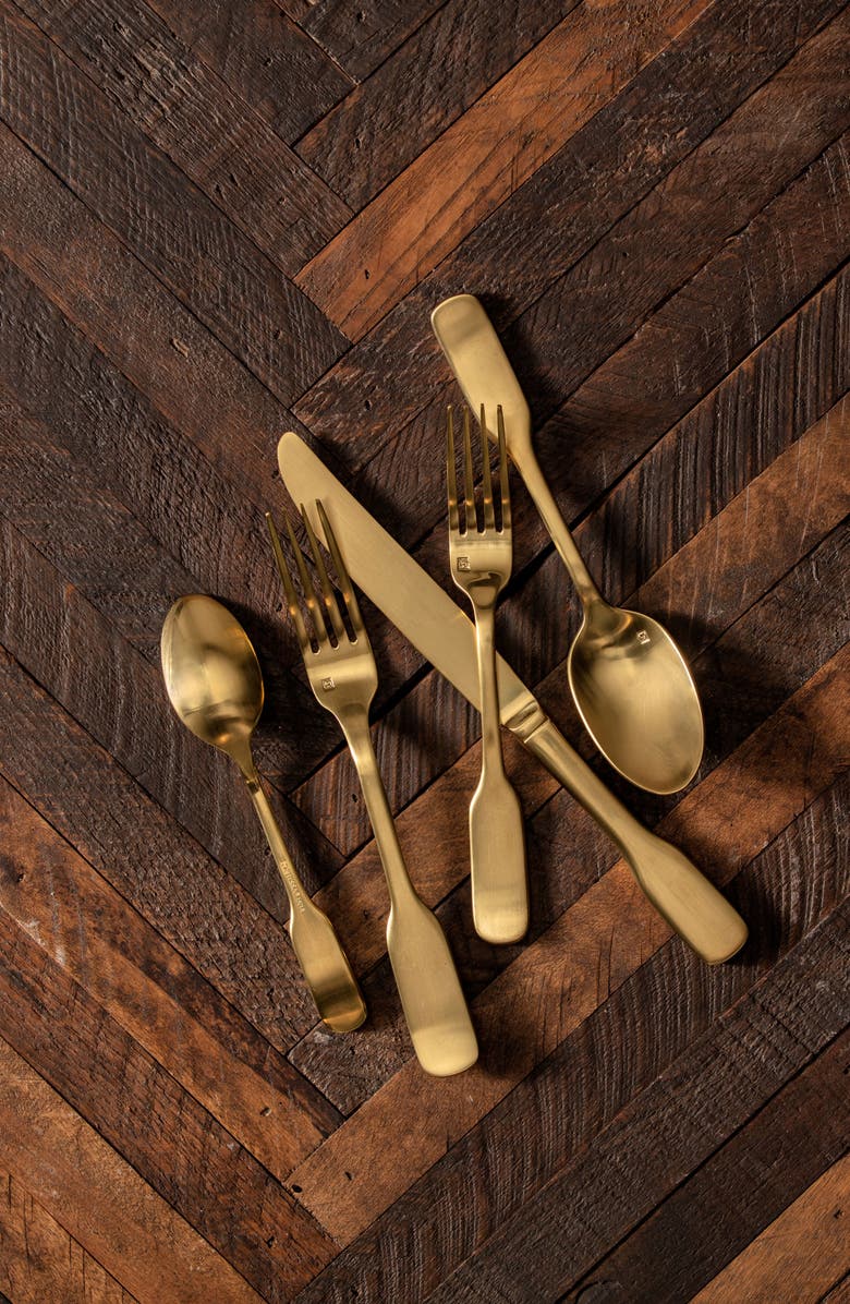 Fortessa Ashton Brushed 20-Piece Flatware Set, Alternate, color, Gold