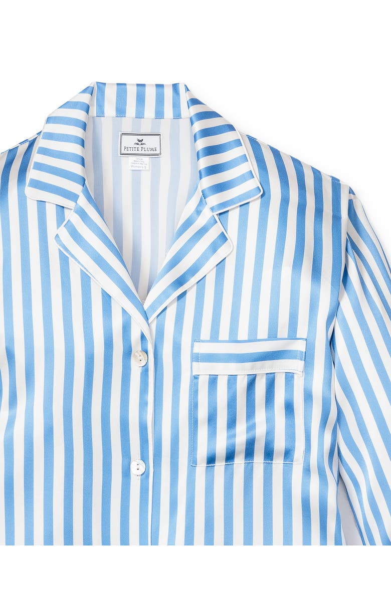 Petite Plume Stripe Long Sleeve Mulberry Silk Nightgown, Alternate, color, 