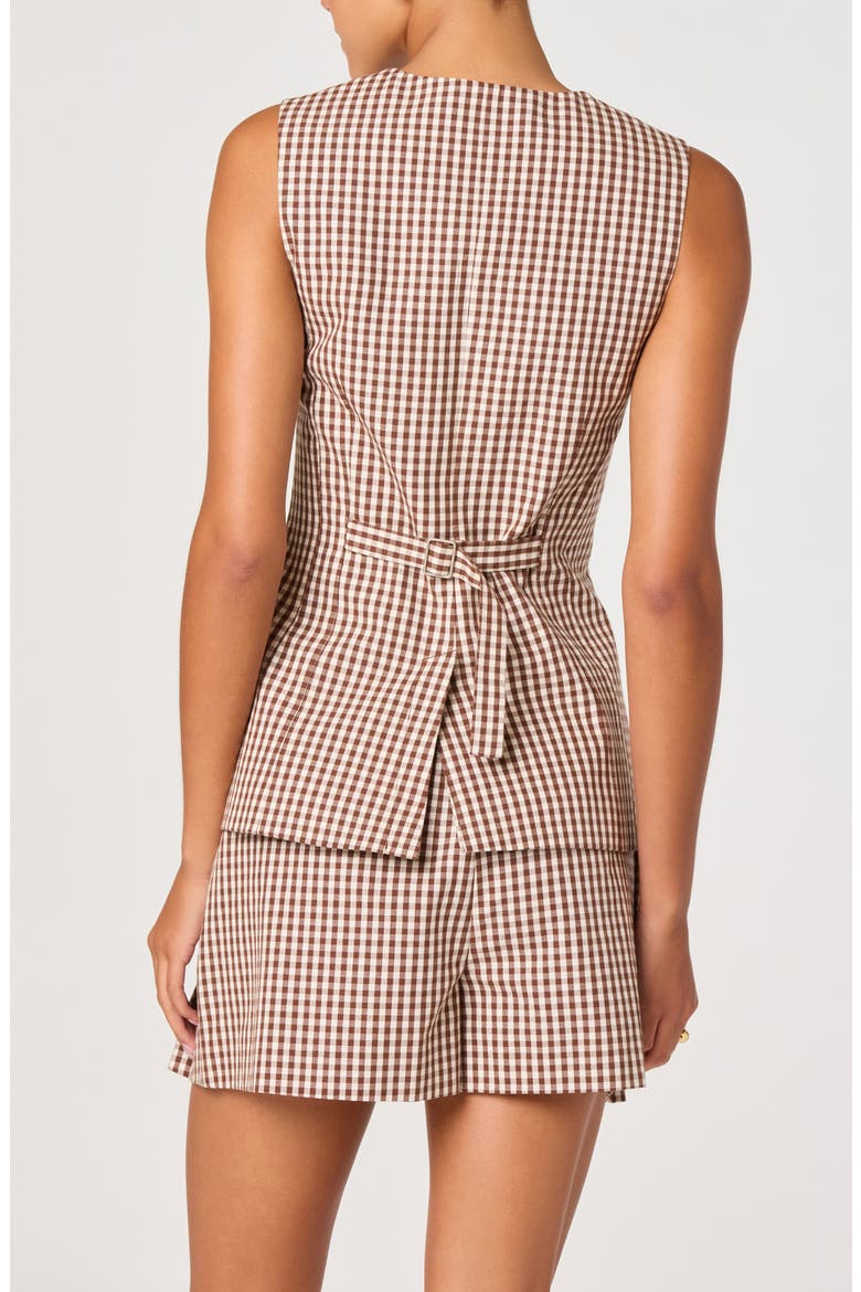 Karan Check Cotton Vest, Alternate, color, BROWN CHECKER