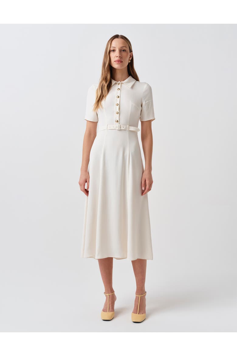 Amanda Collared Midi Shirt Dress, Main, color, Ivory