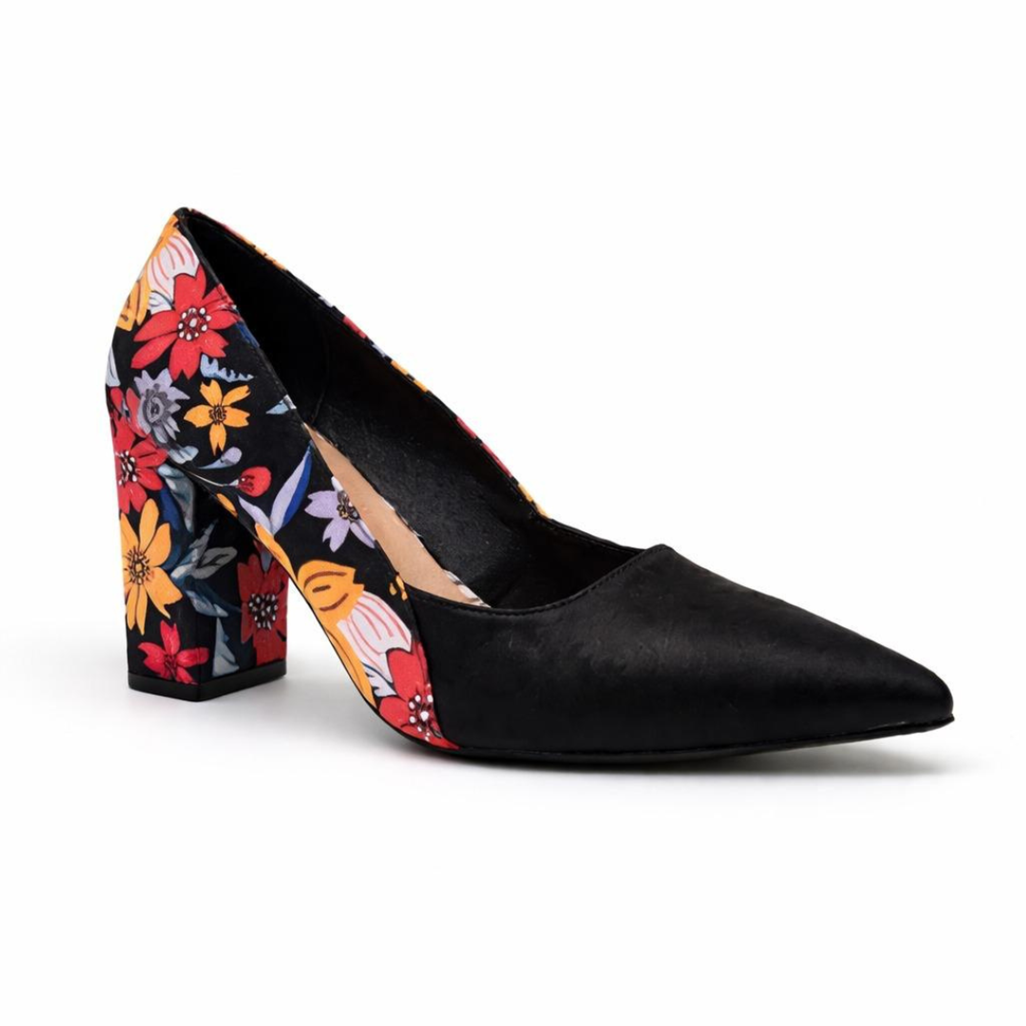 Florence Block Heels, Main, color, Floral Black