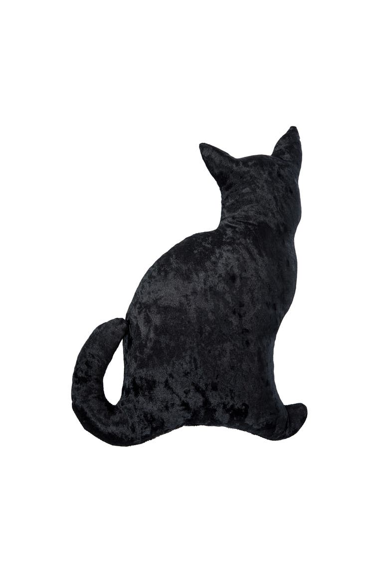 Black Cat Shaped Halloween Small Accent Pillow 12.5" x 16.5", Main, color, Black