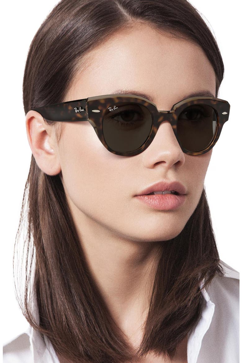 Roundabout 47mm Round Sunglasses, Alternate, color, BROWN