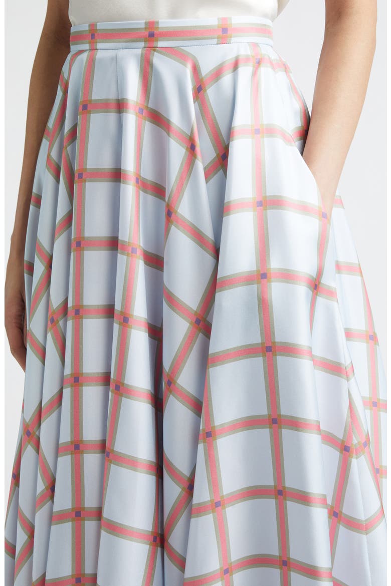 Karima Plaid Silk Twill Skirt, Alternate, color, CHECK-BLUE/PINK/CHOCOLATE