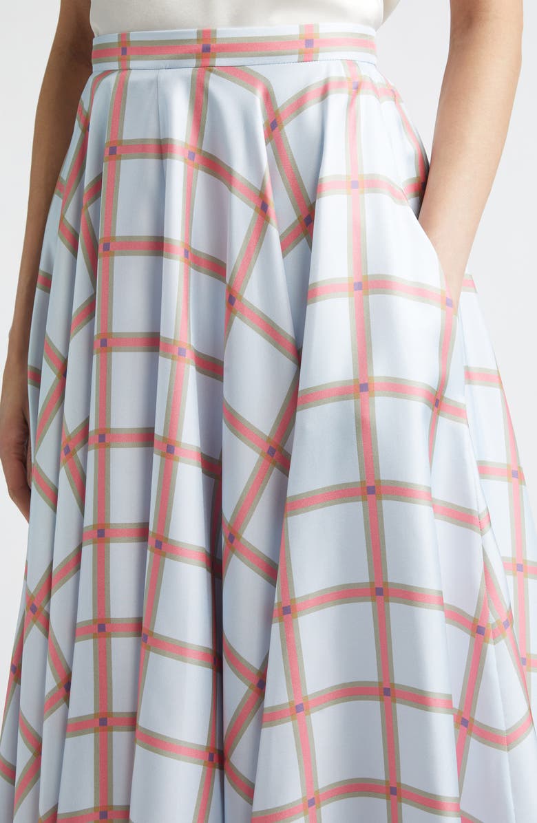 Emilia Wickstead Karima Plaid Silk Twill Skirt, Alternate, color, Check-Blue/Pink/Chocolate