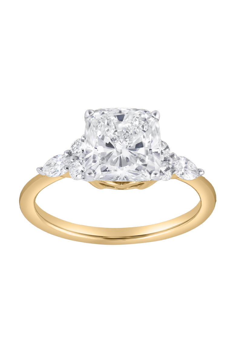 Victoria 14K Gold 2.30 Ct Cushion Lab Grown Diamond Engagement Ring, Main, color, 14K Yellow Gold