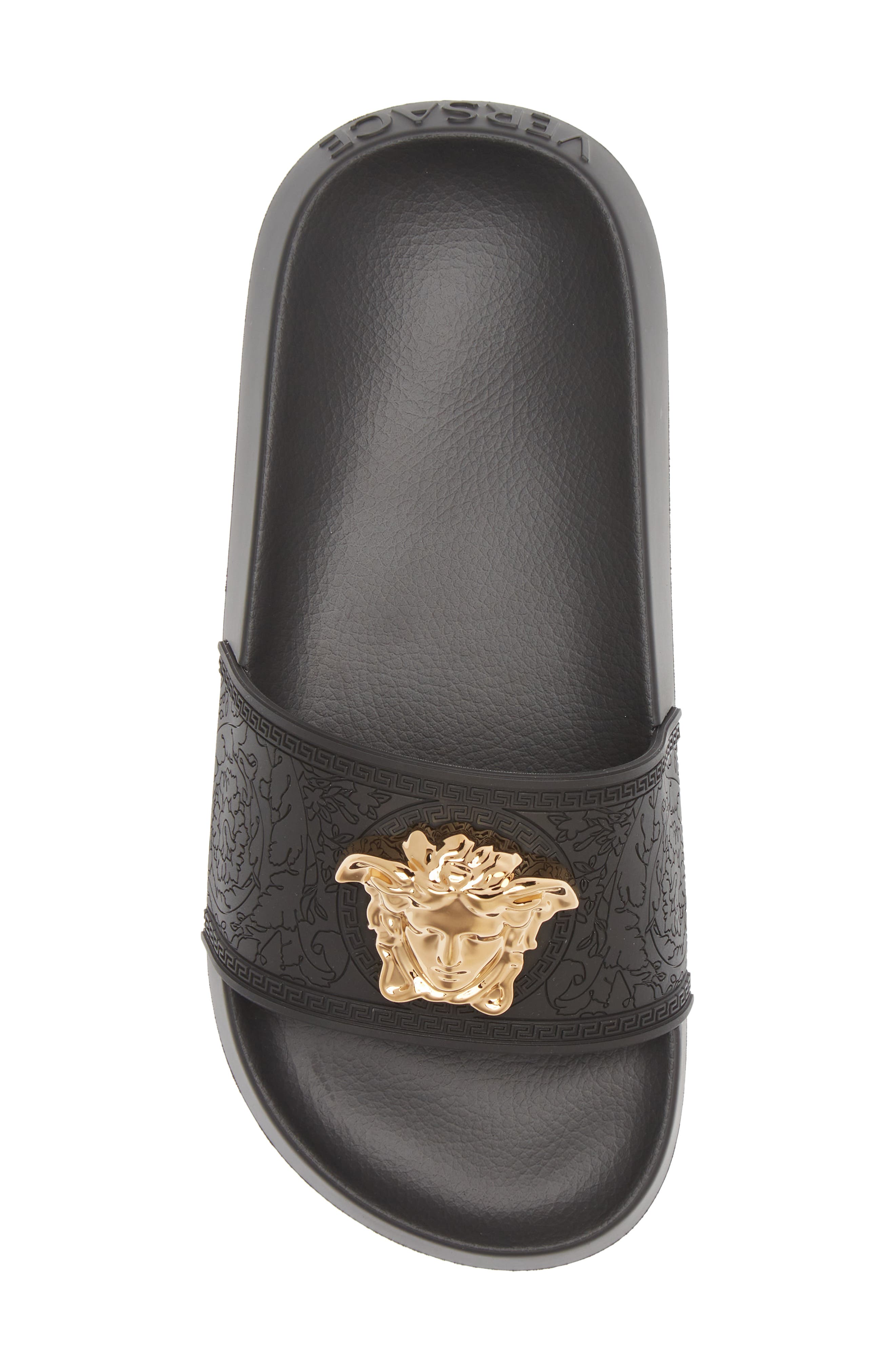 Versace Medusa Pool Slide, Alternate, color, Black