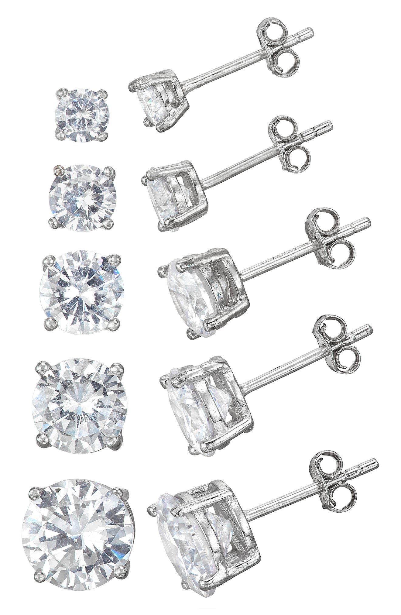 FUZION CREATIONS 5-Pack Assorted CZ Stud Earrings